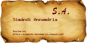Simándi Annamária névjegykártya